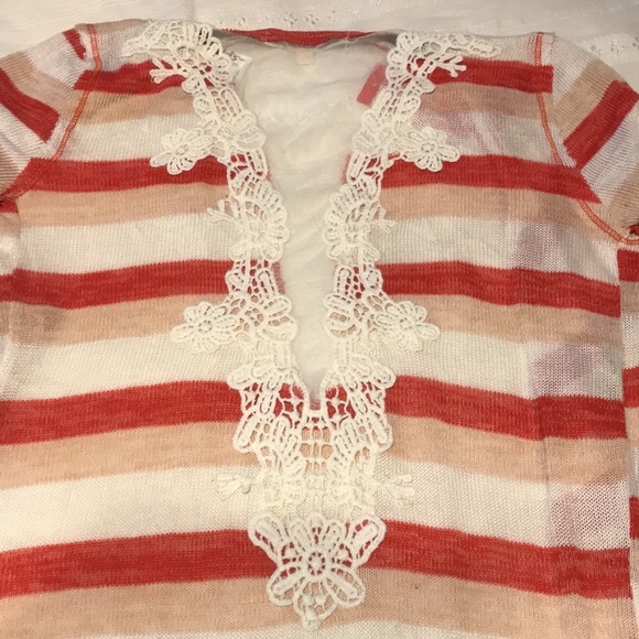 Ladies Demeanor Orange/Cream/White Sweatercoat - Picture 6 of 6